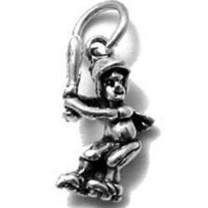 GIRL SOFTBALL PLAYER CHARM IN 3D. STERLING SILVER